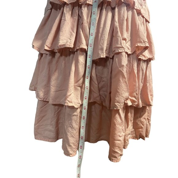 Dusty Rose Pink Layered Ruffles Spaghetti Strap Short Dress Size 8 - Picture 5 of 8